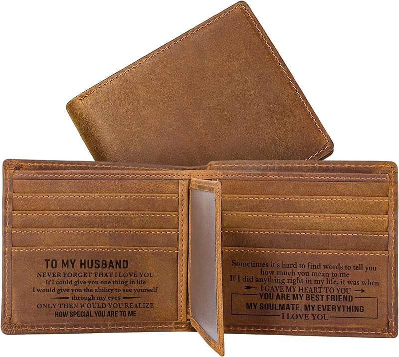 Personalized Leather Wallet for Men - Custom Engraved Gift