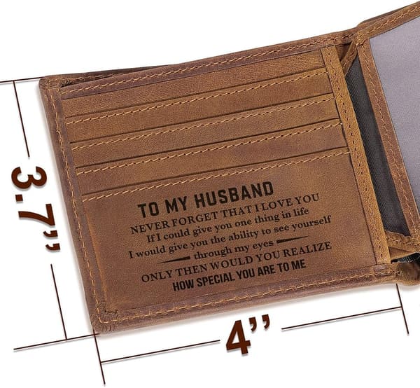 Personalized Leather Wallet for Men - Custom Engraved Gift