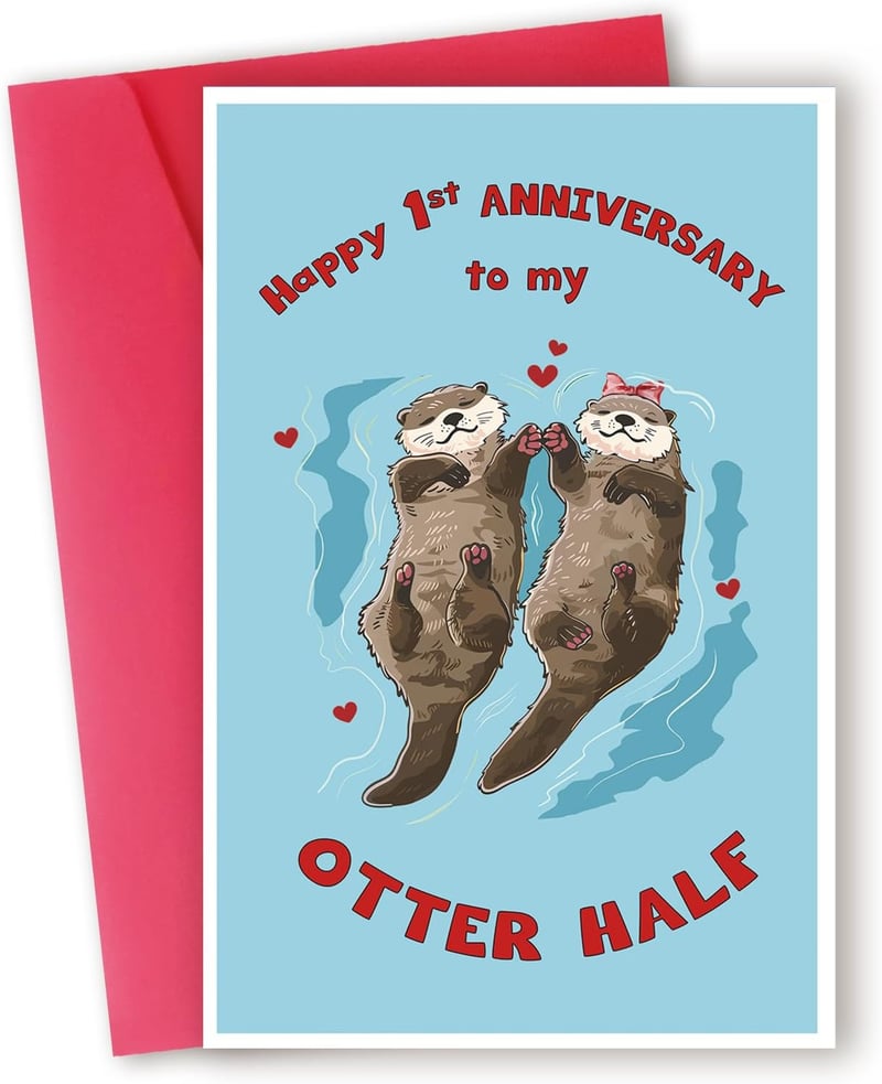 1st Anniversary Card for Couples - Romantic Design
