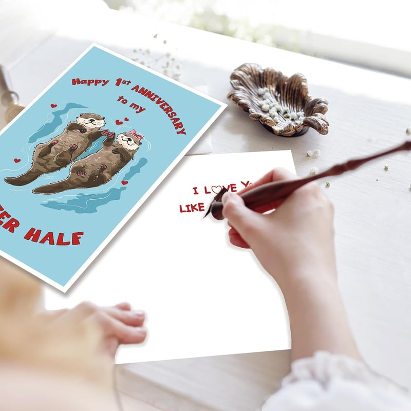 1st Anniversary Card for Couples - Romantic Design