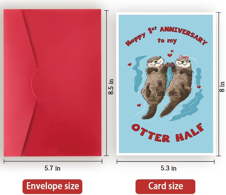 1st Anniversary Card for Couples - Romantic Design