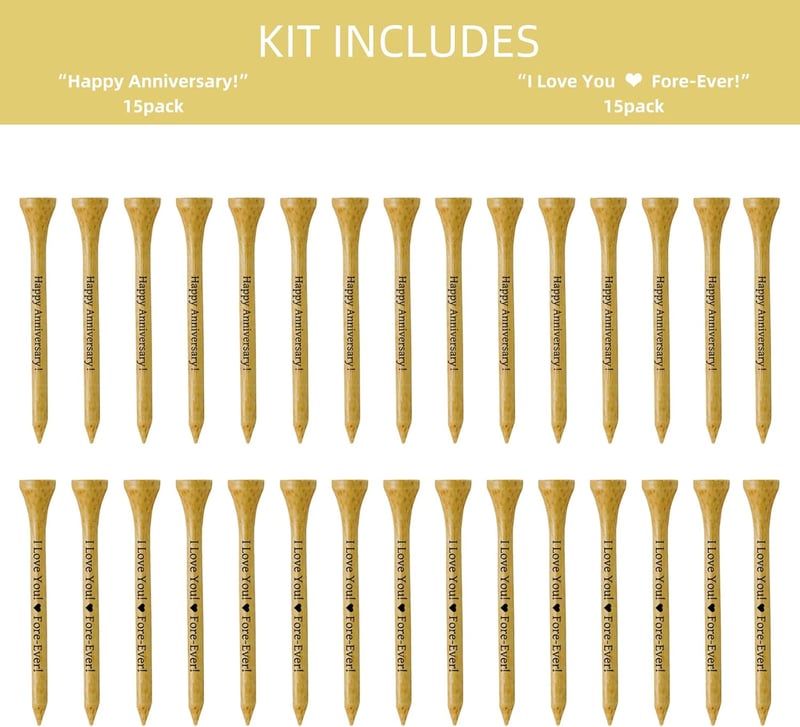 Anniversary Gift: 3.25-inch Wood Golf Tees for Him