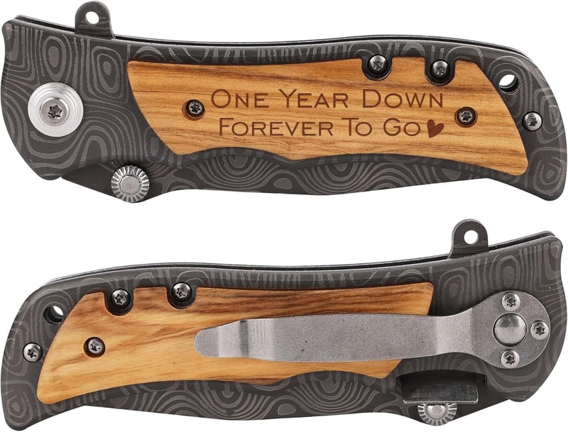 1st Anniversary Engraved Pocket Knife for Husband