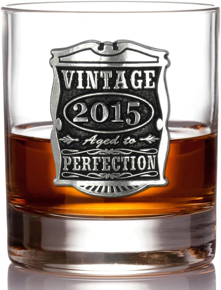 10th Anniversary Vintage Whisky Rocks Glass for Men