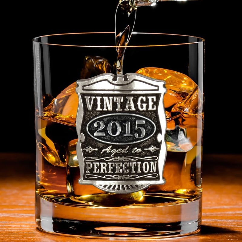10th Anniversary Vintage Whisky Rocks Glass for Men