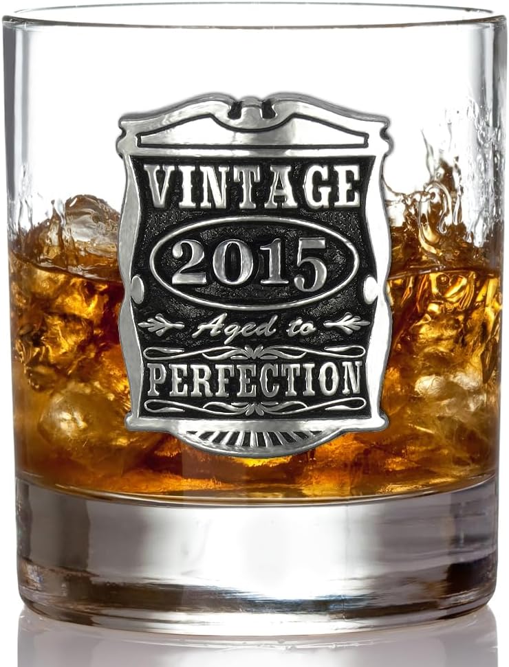 10th Anniversary Vintage Whisky Rocks Glass for Men