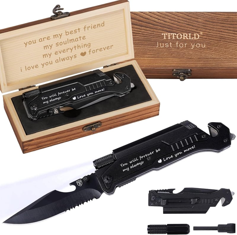 Anniversary Gift: Engraved 7-in-1 Multitool Pocket Knife for Him