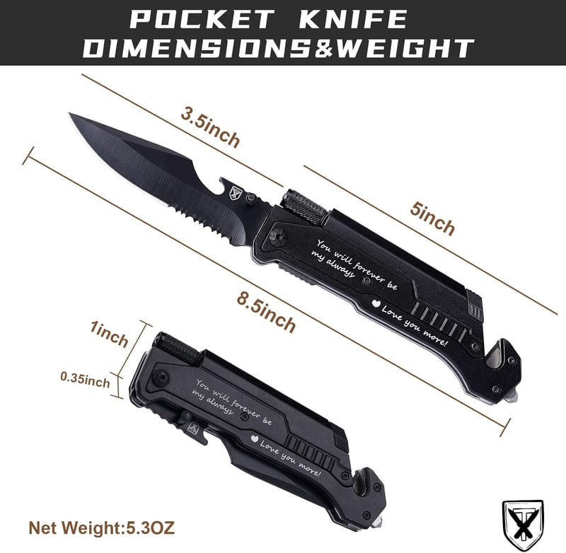 Anniversary Gift: Engraved 7-in-1 Multitool Pocket Knife for Him