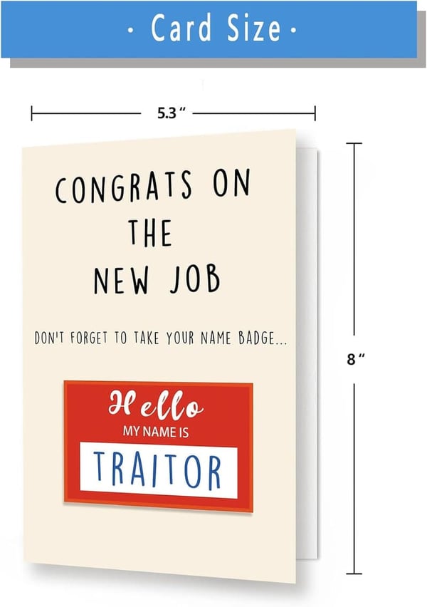 New Job Congratulations Card - Funny Farewell Gift for Coworkers