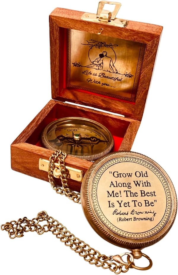 Engraved Brass Compass - Romantic Gift for Couples