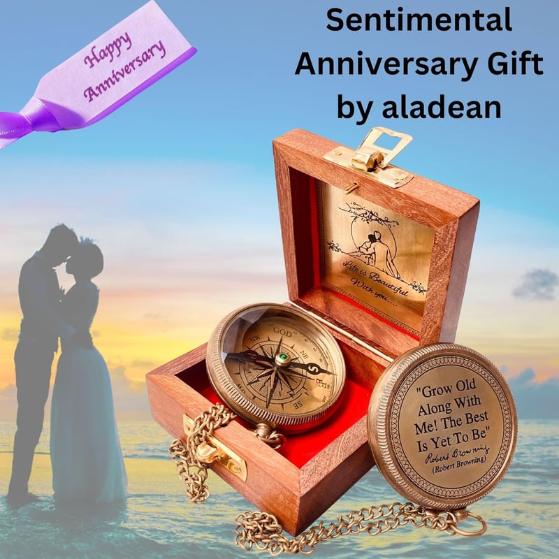 Engraved Brass Compass - Romantic Gift for Couples