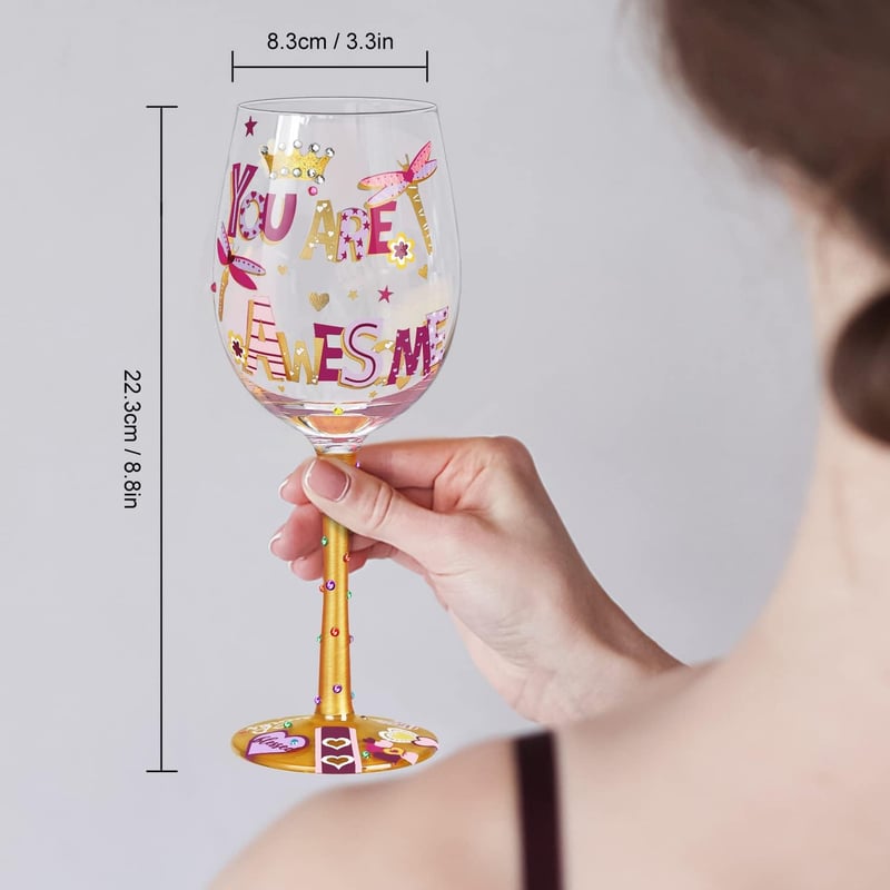 Thank You Gift: Hand-Painted 15oz Wine Glasses for Women