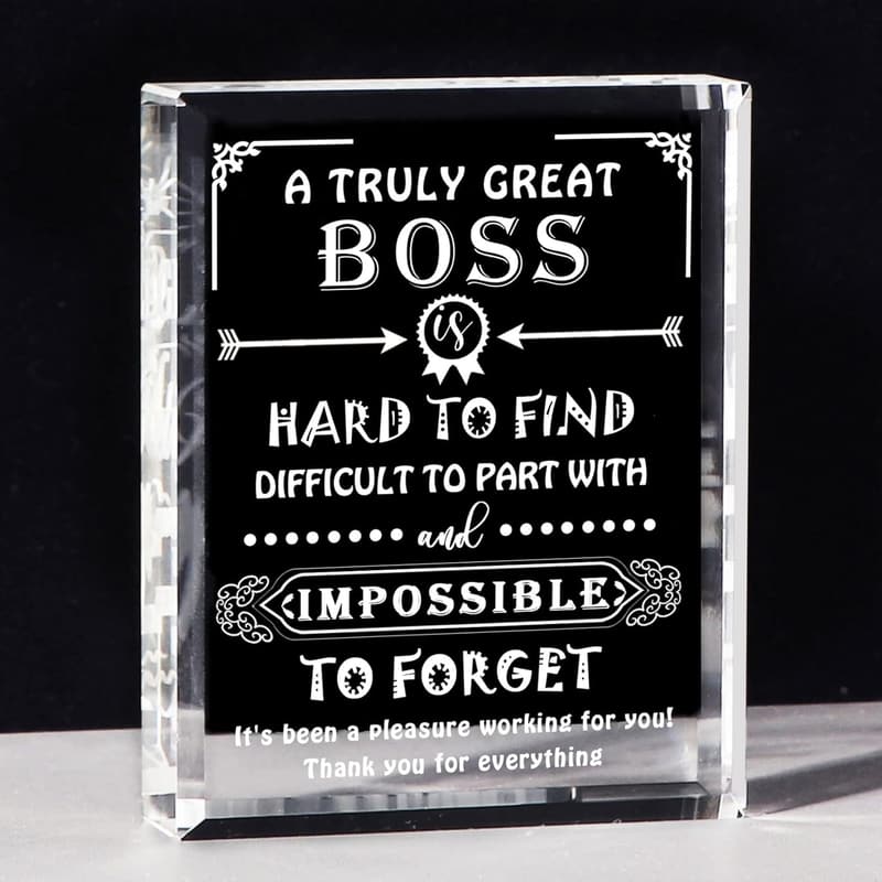 Engraved Crystal Desk Paperweight for Boss Appreciation Gifts