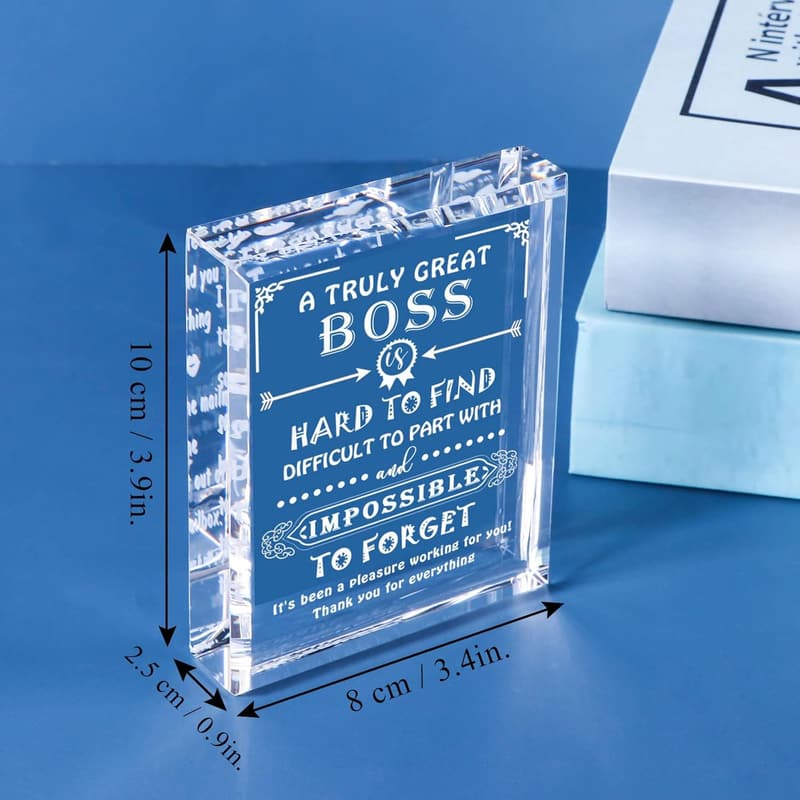 Engraved Crystal Desk Paperweight for Boss Appreciation Gifts