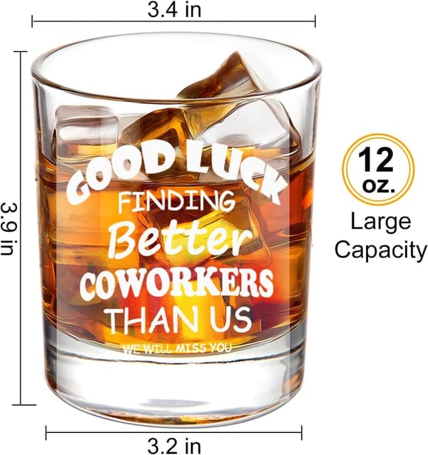 Farewell Gift Whiskey Glass in Valued Wooden Box for Coworkers