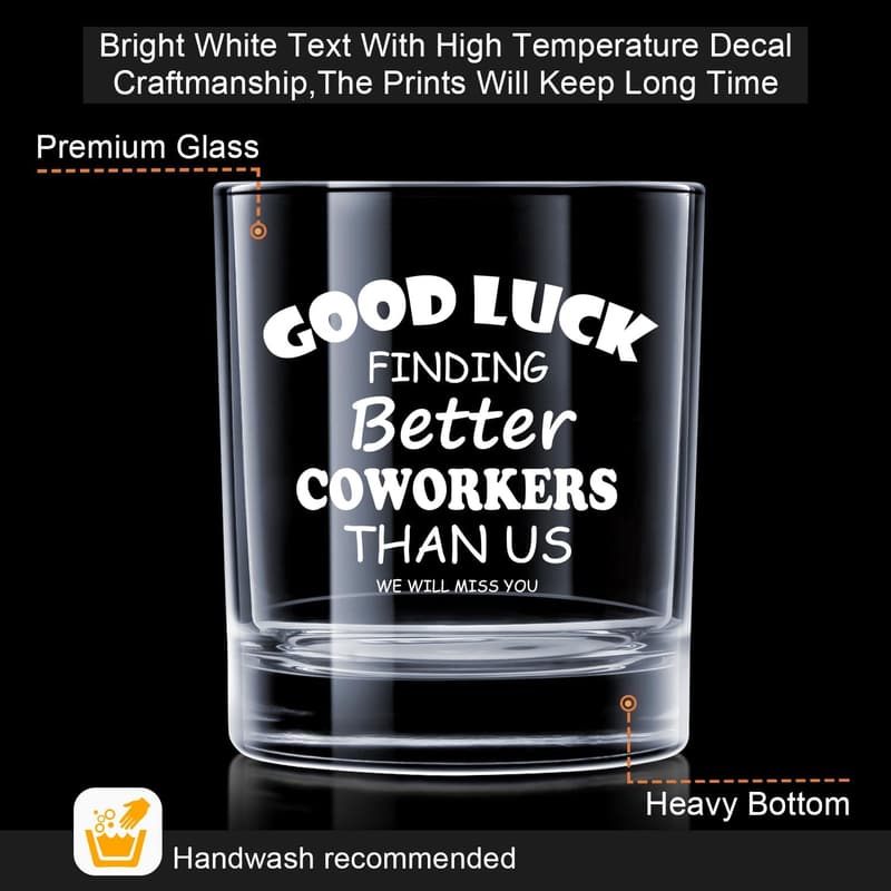 Farewell Gift Whiskey Glass in Valued Wooden Box for Coworkers