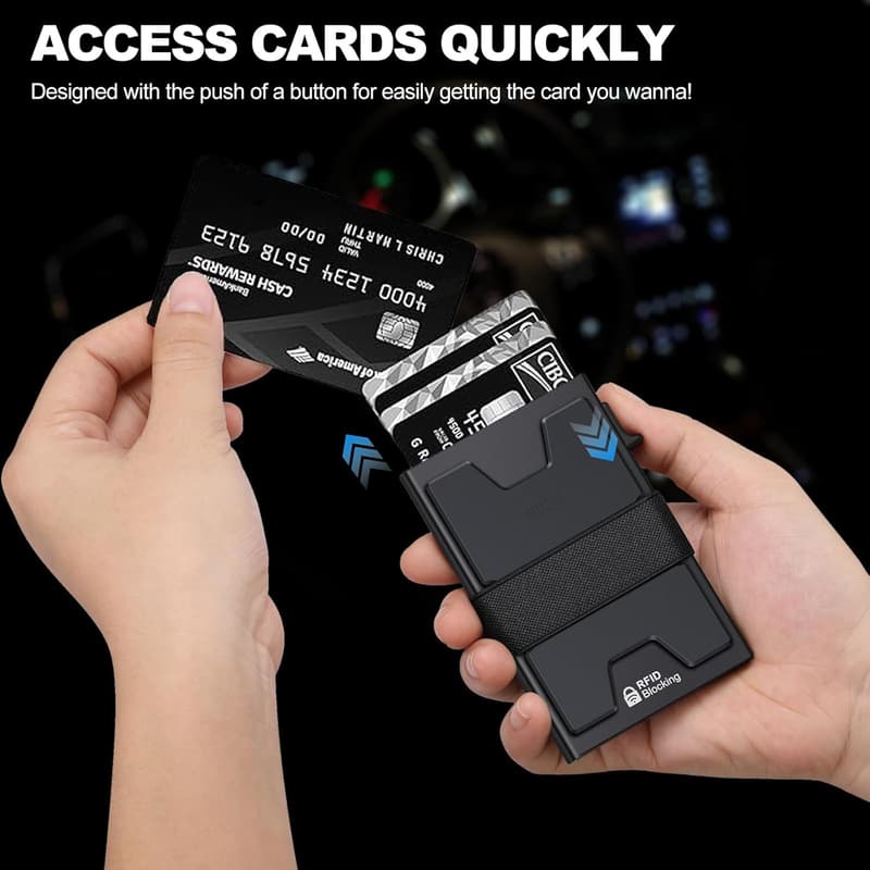 Men's Slim RFID Blocking Aluminum Card Holder Wallet, Black