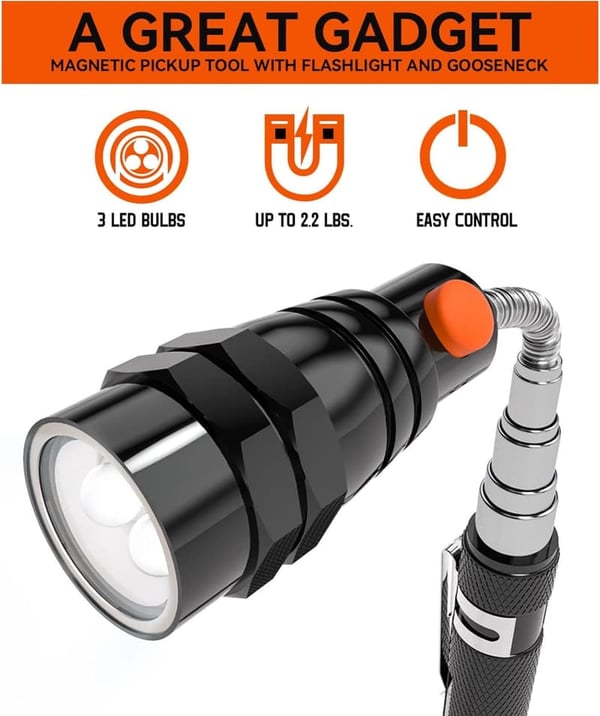 Telescoping Magnetic Pickup Tool with LED - Birthday Gift for Men