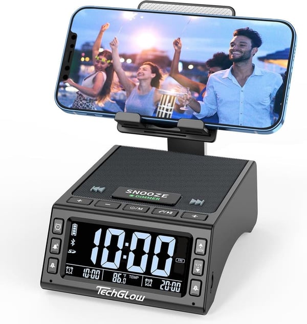 TechGlow Foldable Cellphone Stand with Bluetooth Speaker - Gifts for Tech Lovers