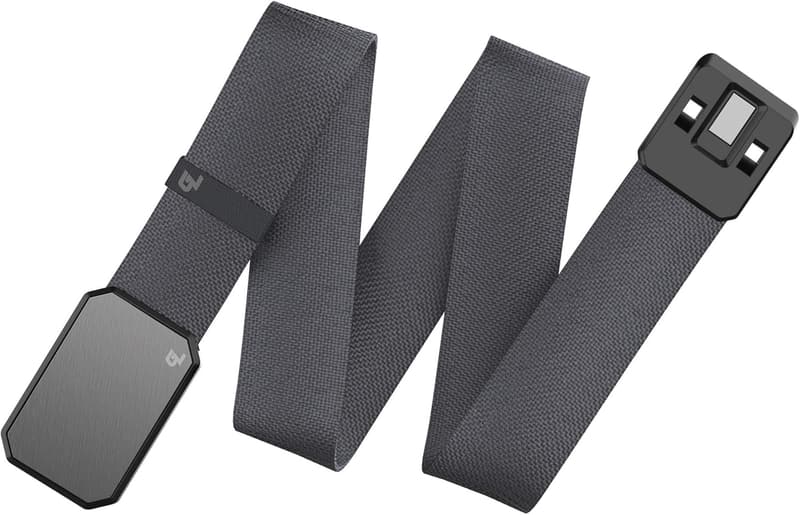 Men's Stretch Nylon Groove Belt with Magnetic Aluminum Buckle