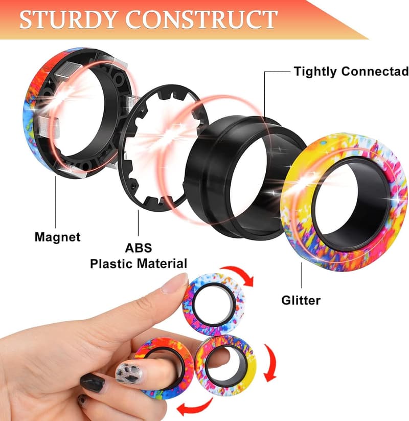 Magnetic Fidget Spinner Ring Set for ADHD & Anxiety Relief