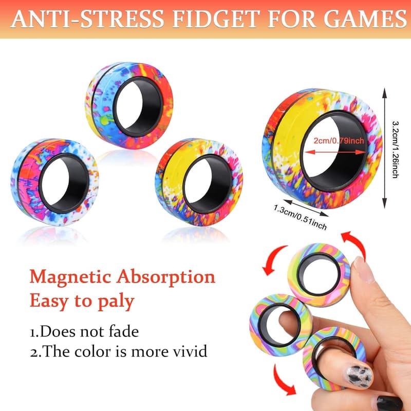 Magnetic Fidget Spinner Ring Set for ADHD & Anxiety Relief
