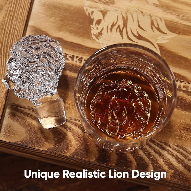 Whiskey Decanter Set with Glasses & Stainless Steel Stones