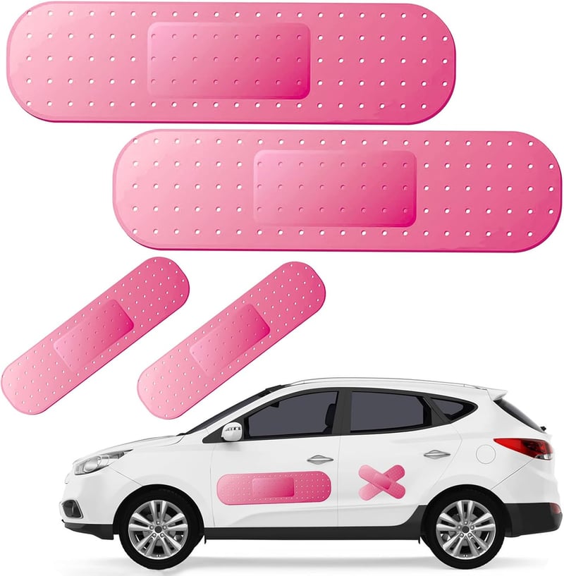 Giant Pink Car Bandaid Decals - 4pcs for Dents & Scratches