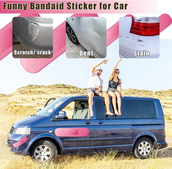 Giant Pink Car Bandaid Decals - 4pcs for Dents & Scratches