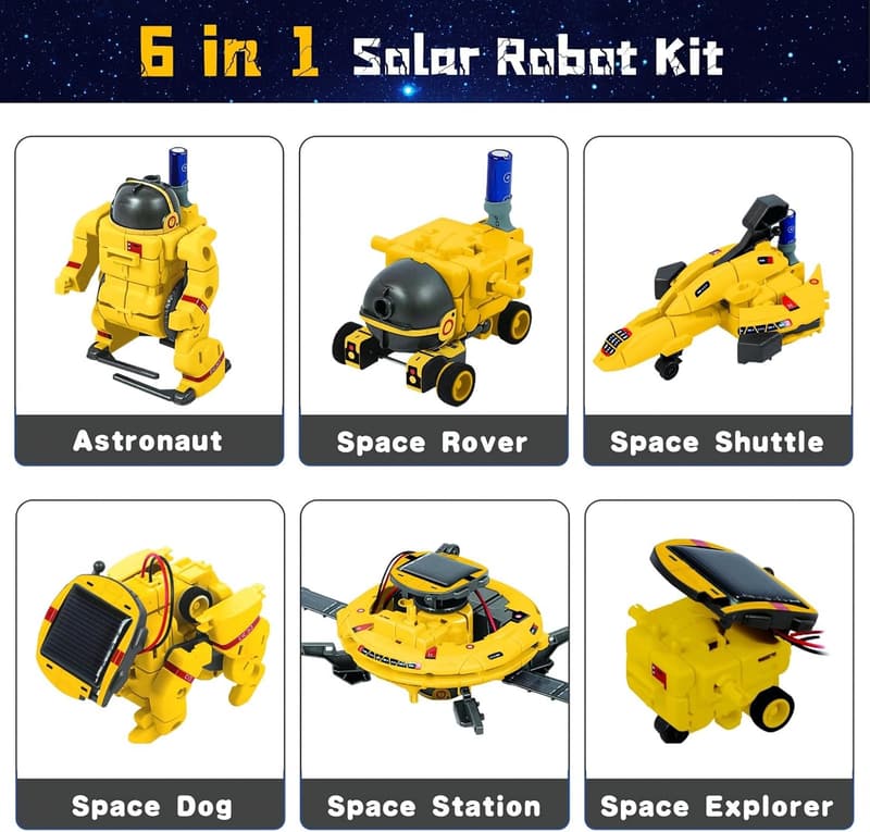 STEM 6-in-1 Solar Robotics Kit for Kids, Educational Birthday Gift