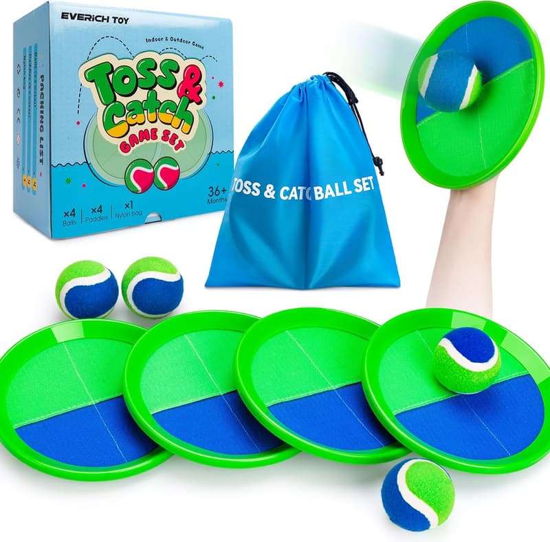 Kids' Toss and Catch Ball Game Set - 4 Paddles & Balls