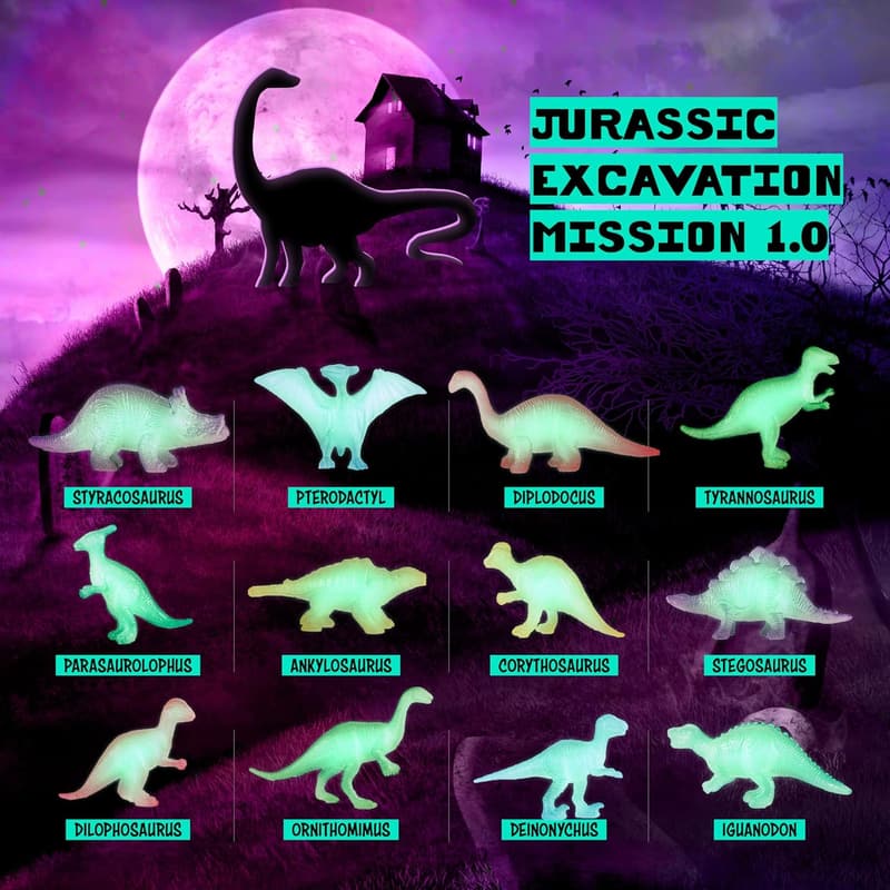 Glow-in-the-Dark Dinosaur Egg Dig Kit for Kids