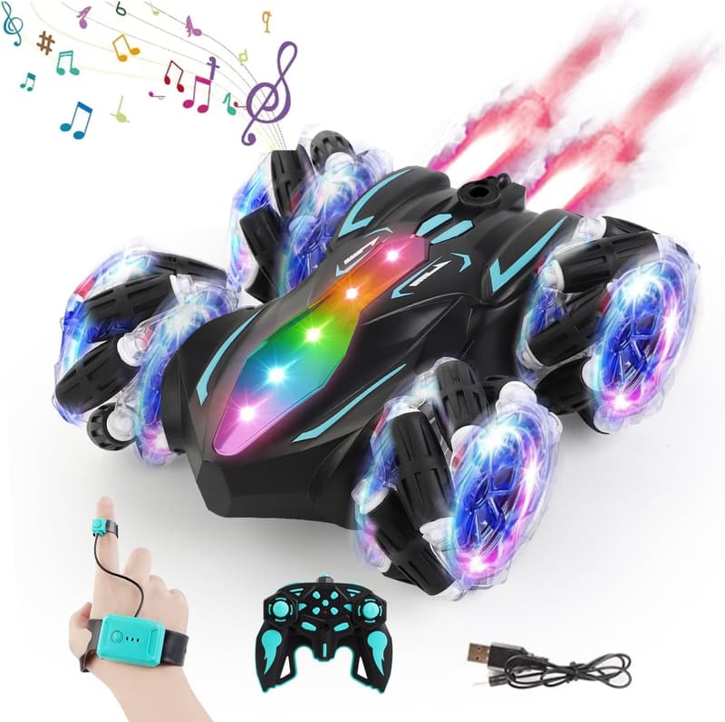 Gesture-Controlled Stunt Car Toy with Lights & Music for Kids
