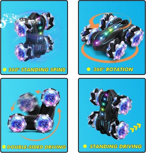 Gesture-Controlled Stunt Car Toy with Lights & Music for Kids