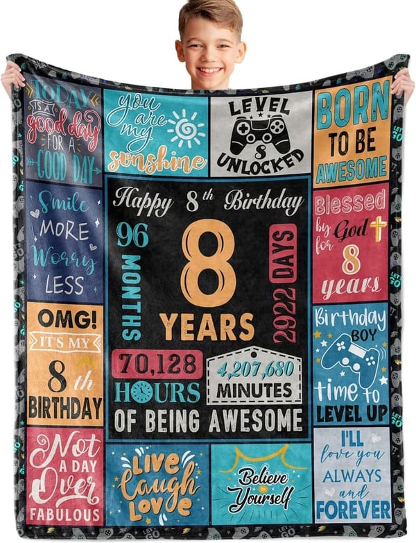 8th Birthday Blanket Gift for Boys – Cozy 60