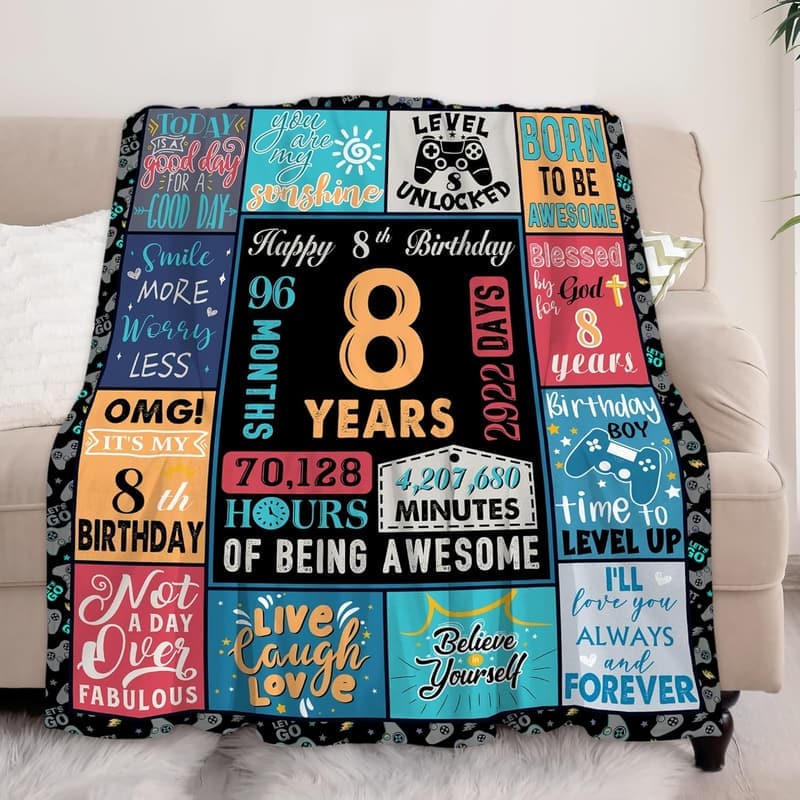 8th Birthday Blanket Gift for Boys – Cozy 60