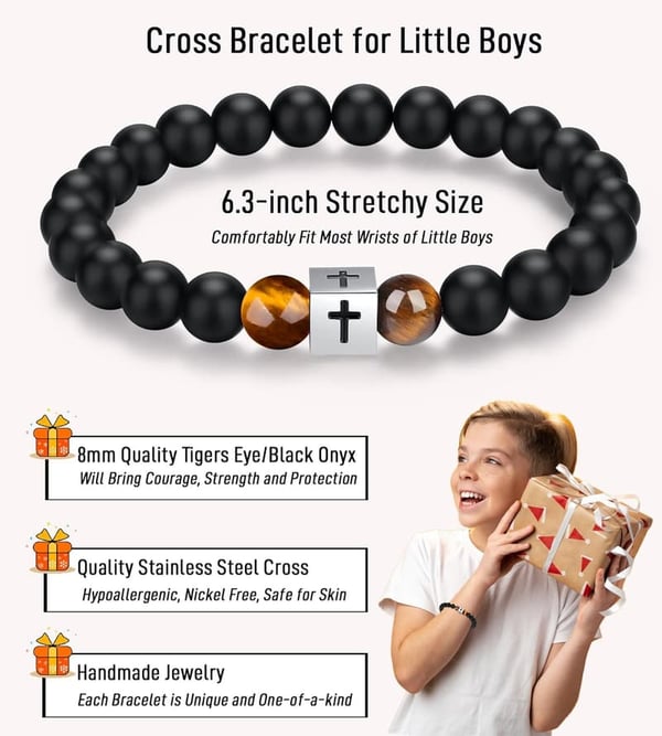 First Communion Cross Bracelet for Boys Ages 6-10
