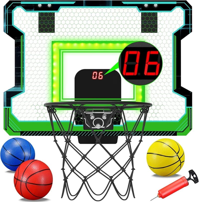 LED Mini Basketball Hoop with Scoreboard for Kids and Teens