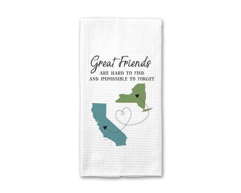 Long Distance Friendship Kitchen Towel | Personalized Map Gift