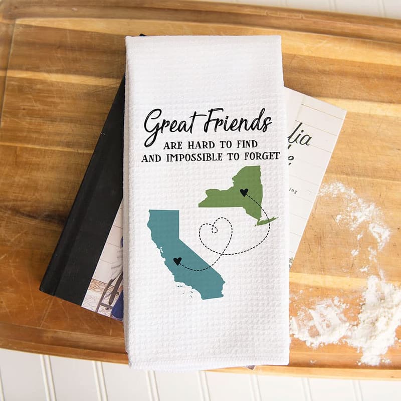 Long Distance Friendship Kitchen Towel | Personalized Map Gift