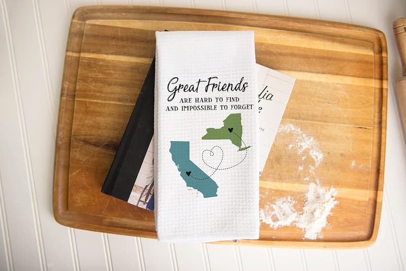 Long Distance Friendship Kitchen Towel | Personalized Map Gift