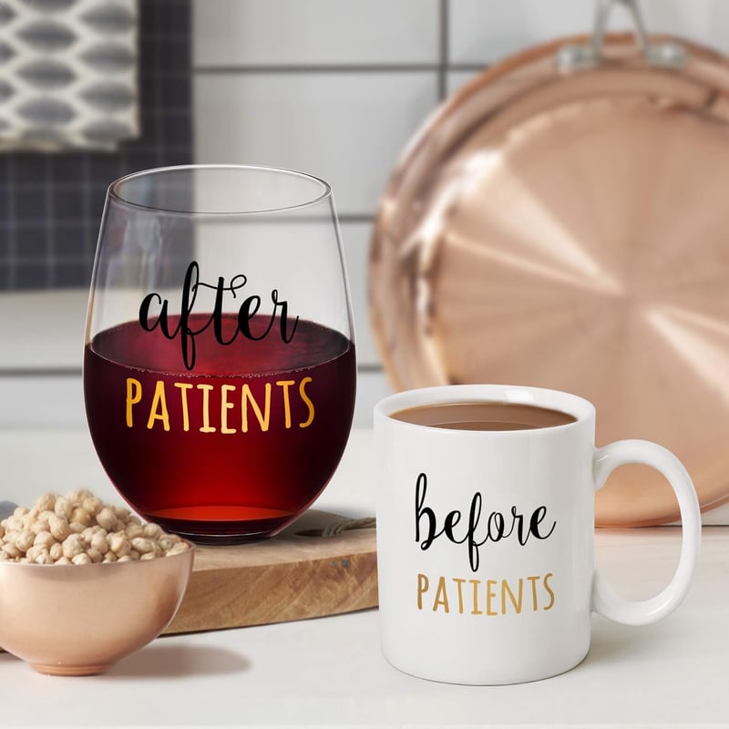 Nurse & Doctor Gift Set: 11 oz Mug & 18 oz Wine Glass