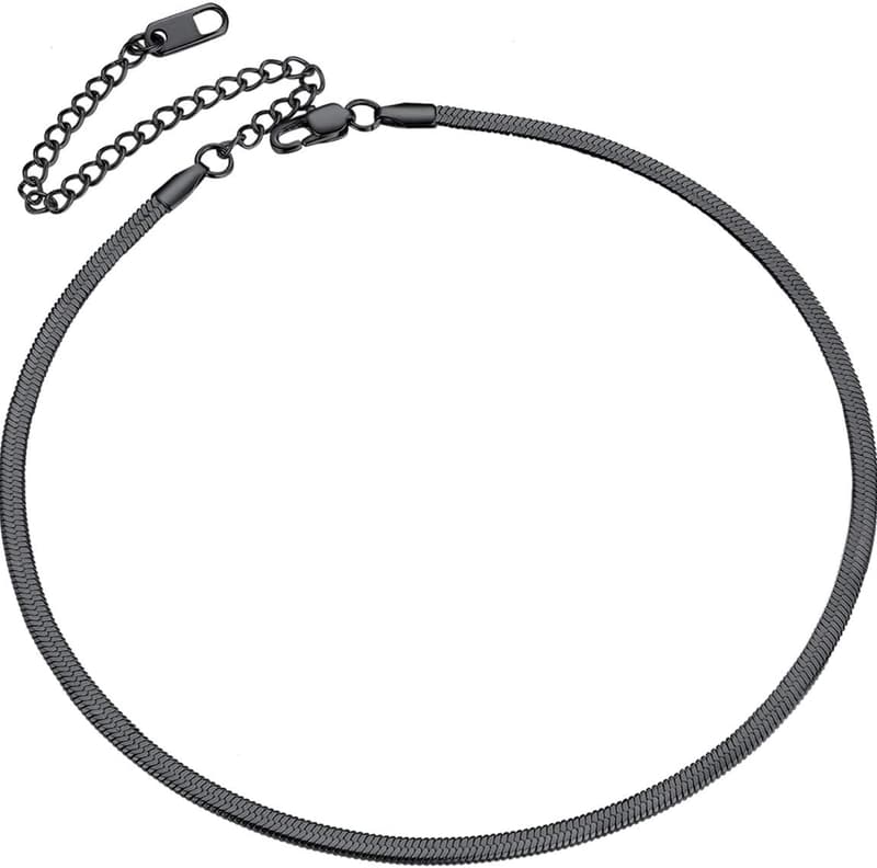 Layered Herringbone Snake Choker Necklace for Women