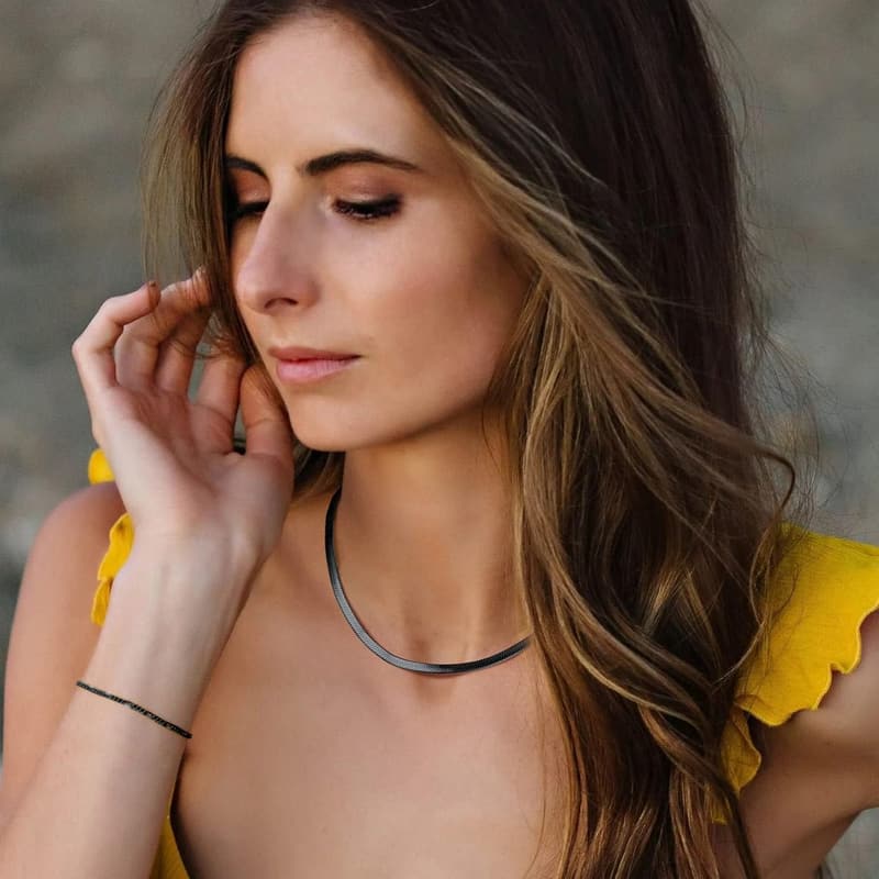 Layered Herringbone Snake Choker Necklace for Women