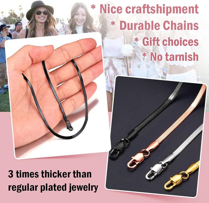 Layered Herringbone Snake Choker Necklace for Women