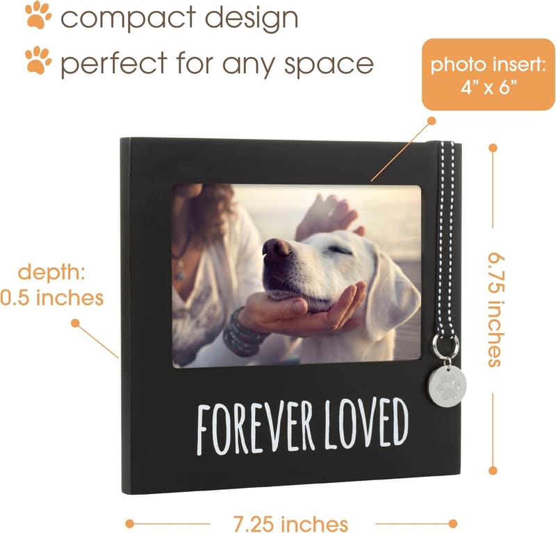 Pet Memorial Picture Frame for Dog Lovers, Black Keepsake
