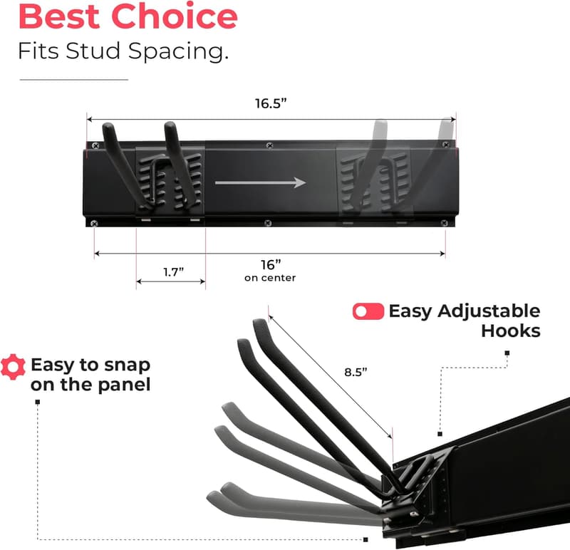 Heavy-Duty Wall-Mounted Tool Organizer with 9-Piece Kit
