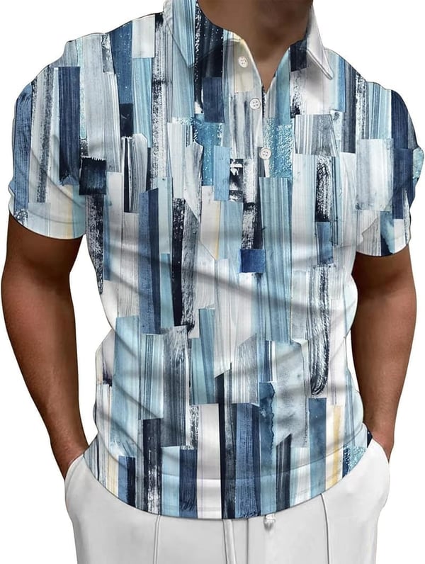Men's Quick-Dry Printed Polo Shirt for Casual Sports