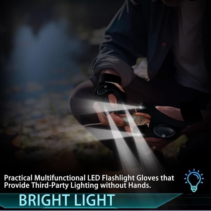 LED Flashlight Gloves for Men - Hands-Free Gadget for Camping