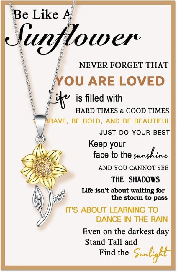 Sunflower Necklace - You Are My Sunshine Gift for Women
